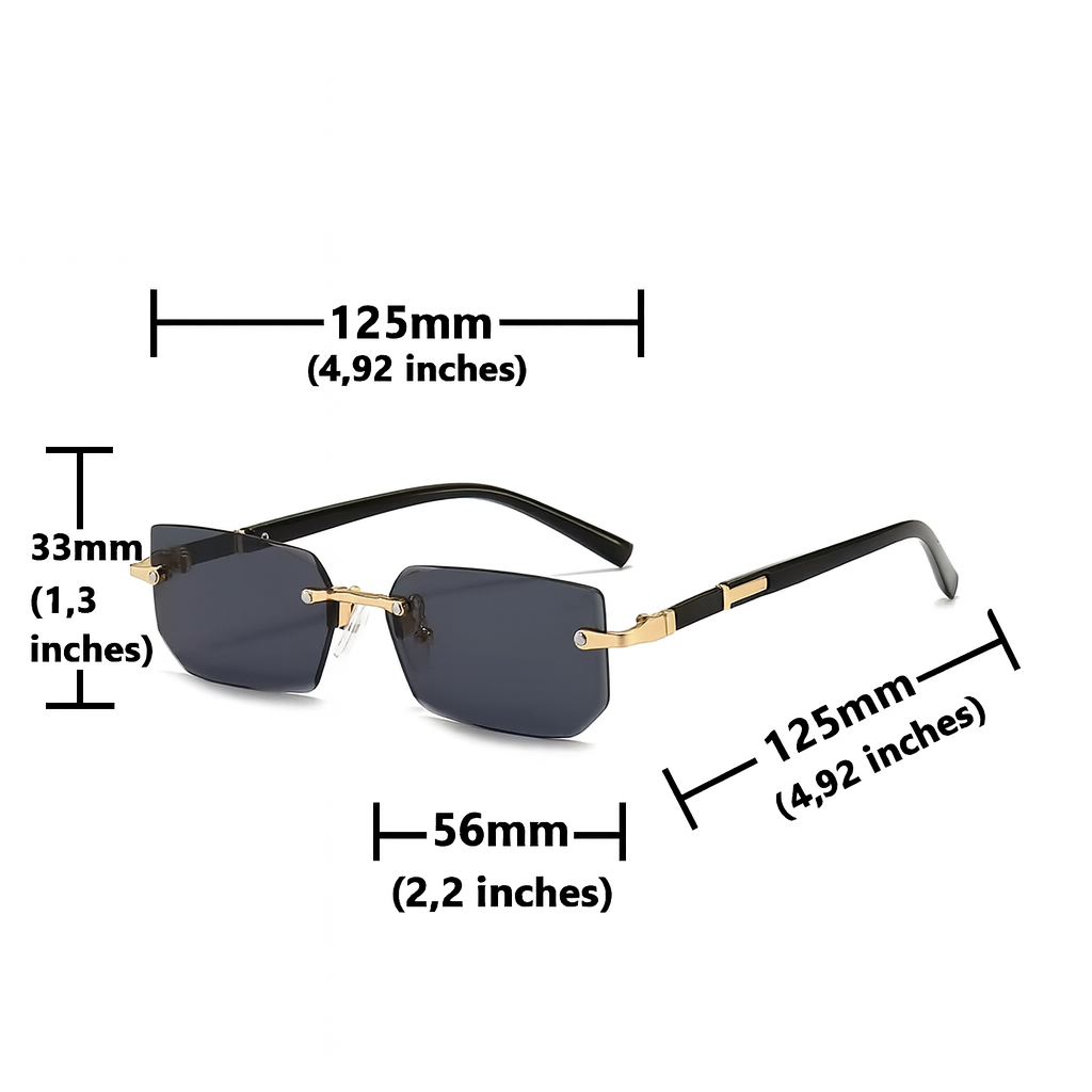 Gafas de Sol Rectangulares Sin Marco Unisex – Estilo Moderno y Elegante Verano 2025