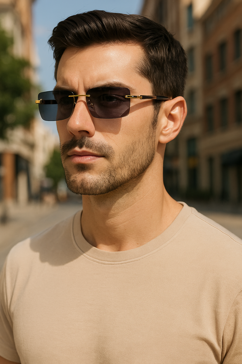Gafas de Sol Rectangulares Sin Marco Unisex – Estilo Moderno y Elegante Verano 2025