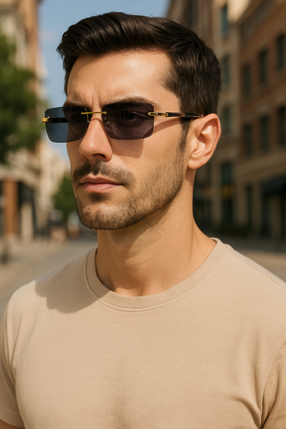Gafas de Sol Rectangulares Sin Marco Unisex – Estilo Moderno y Elegante Verano 2025