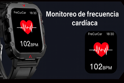 Combina diseño militar, tecnología avanzada y monitoreo de salud en un reloj todo terreno.