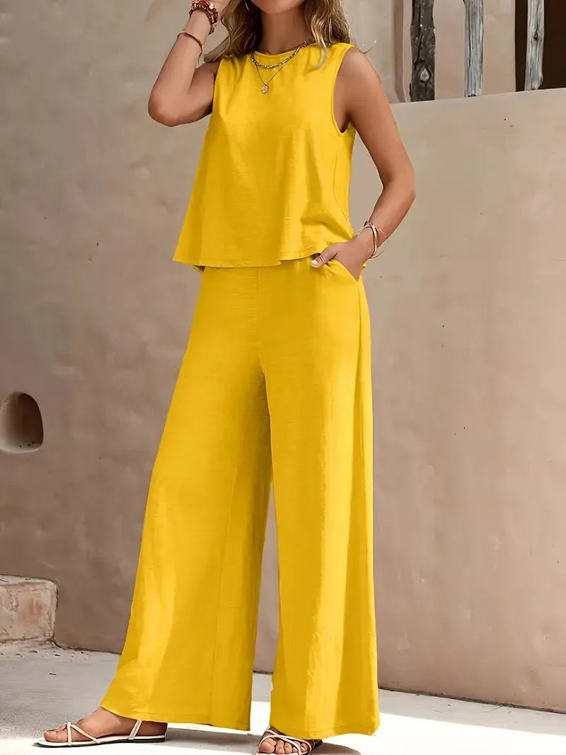 Conjunto de lino mujer, moda fresca y cómoda para días soleados.