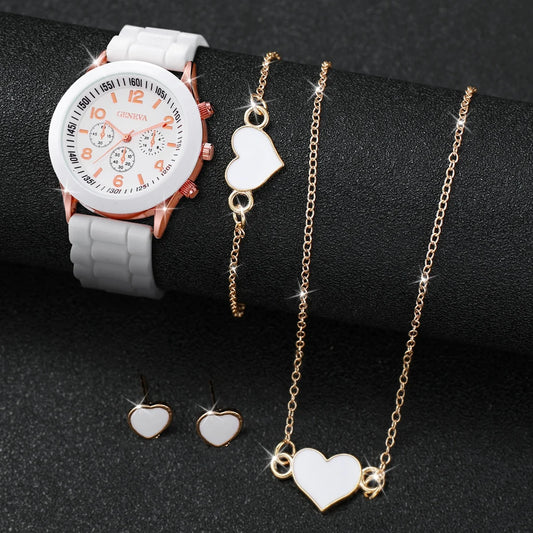 Oferta especial: reloj femenino negro con movimiento de cuarzo y joyas mariposa a juego. 5 piezas en un solo set para un estilo unico y sofisticado.