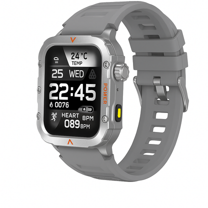 Gestiona tu música y controla tu móvil por voz con el potente LAXASFIT Outdoor Smartwatch.
