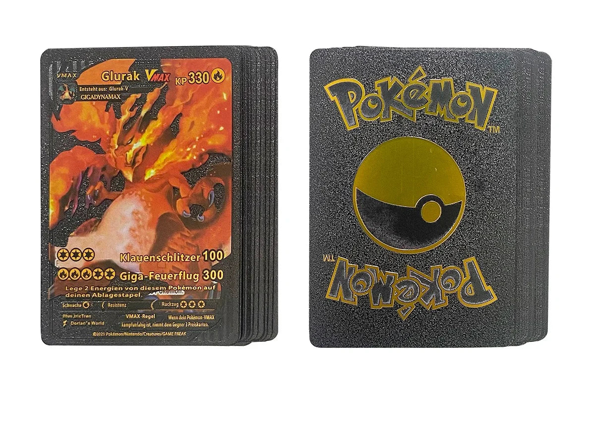 set pokemon de cartas doradas con acabado metalico brillante