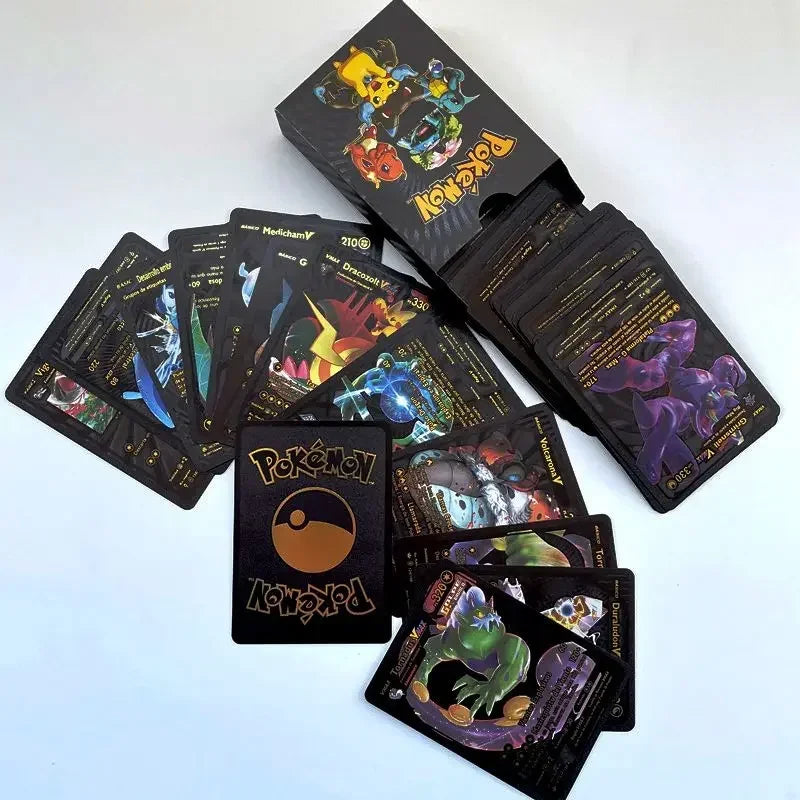 cartas pokemon metalicas black edition elegante y resistente
