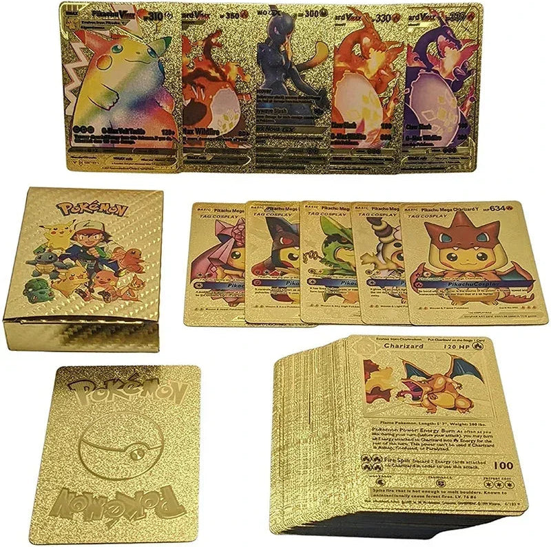 carta charizard vmax metalica dorada de alta calidad coleccionable