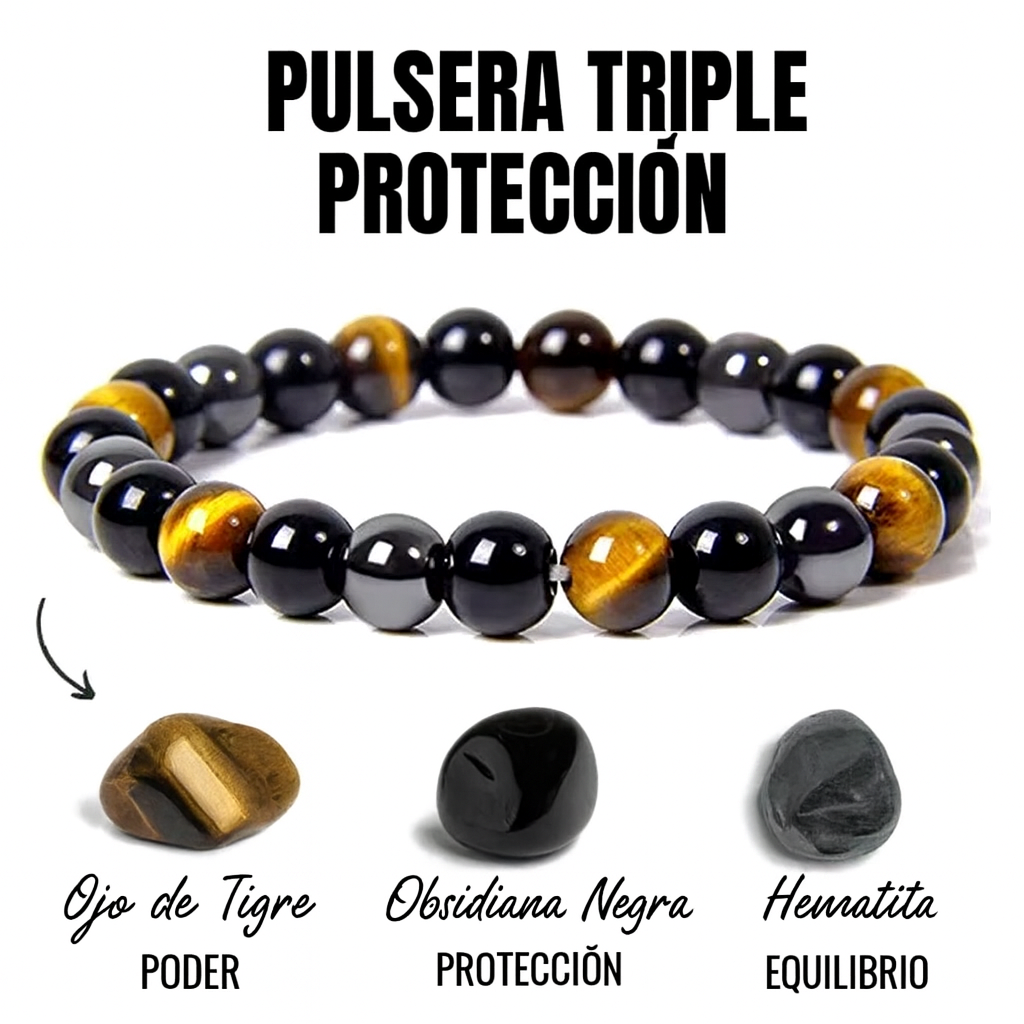 Stylish beaded bracelet with hematite and tiger eye stones. Brings grounding, stability and spiritual strength in every situation.