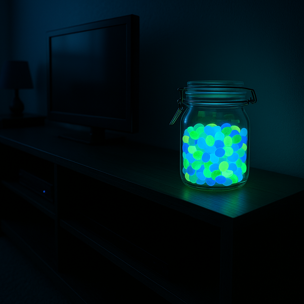 se ilumina el camino con piedras de resina que absorben la luz solar y brillan hasta 6 horas