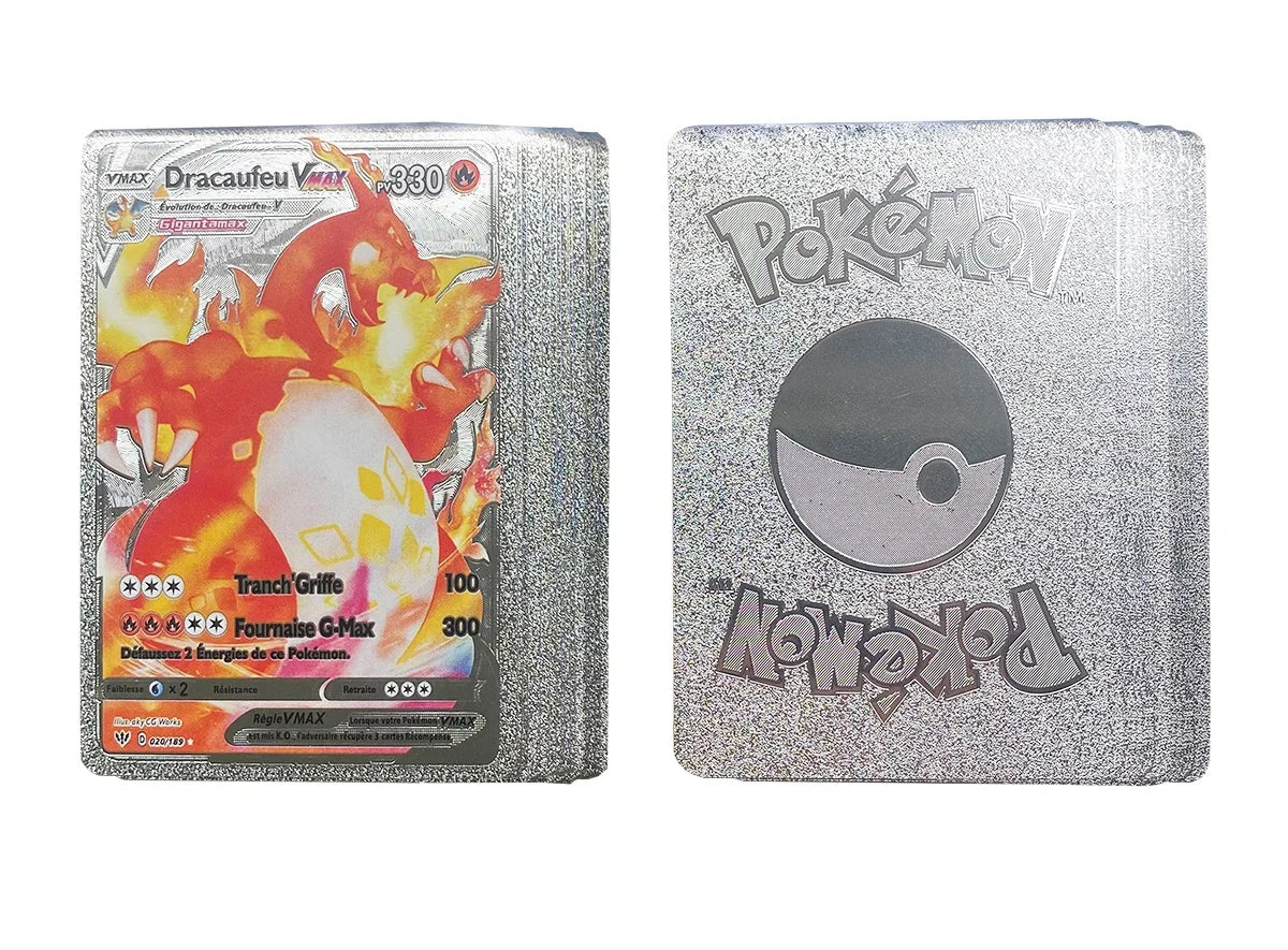cartas coleccionables pokemon metalicas en caja de lujo dorada