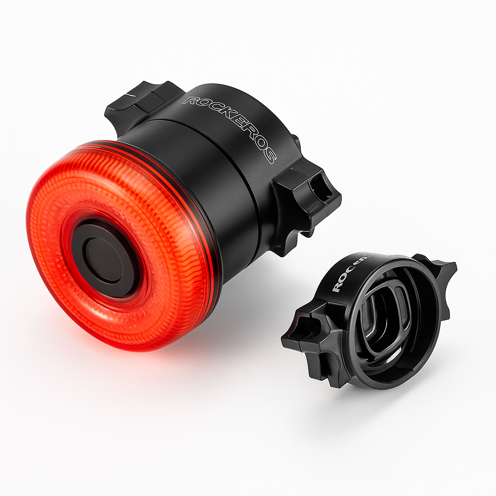 rockbros ipx7 waterproof led bike rear light durable smart sensor tail lamp for rainy weather and night visibility