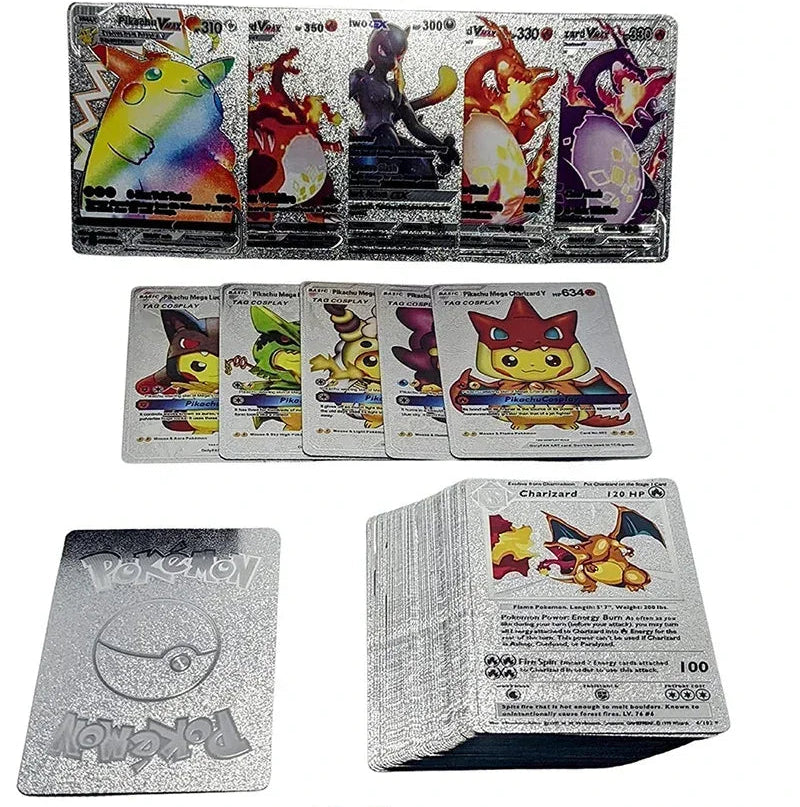 cartas pokemon metalicas gold edition con brillo premium