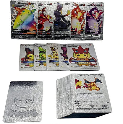 cartas pokemon metalicas gold edition con brillo premium